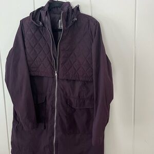 Mondetta Purple Long Puffer Coat with High Collar and Full-Length Zipper